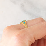 Anello antico in oro giallo 18K con turchesi, anno 1941