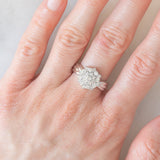Anello a fiore vintage in platino con diamanti (1ctw), anni ‘80