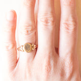 Anello vintage da sigillo in oro giallo 9K, anno 1974