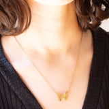 Collana vintage con ciondolo a forma di farfalla in oro giallo 14K, anni ‘70/‘80
