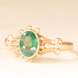 Anello vintage in oro giallo 9K con smeraldo sintetico (0.65ct ca.), anni ‘50