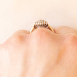 Anello a fiore vintage in oro giallo e bianco 9K con diamanti (0.18ctw ca.), anno 1994