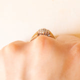 Anello a fiore vintage in oro giallo e bianco 9K con diamanti (0.12ctw ca.),
