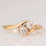 Toi et Moi vintage in oro giallo 9K con diamanti di taglio brillante (0.28ctw ca.), anni ‘80