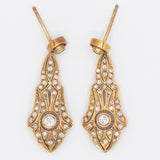 Orecchini vintage in stile Art Déco in oro giallo 18K con diamanti (0.70ctw ca.), anni ‘70/‘80