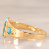 Anello antico in oro giallo 18K con turchesi, anno 1941