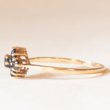 Anello a fiore vintage in oro giallo 9K con zaffiri (0.45ctw ca.), anno ‘1982