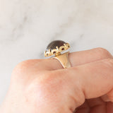 Solitario vintage in oro giallo 8K con granato, anni ‘50/‘60