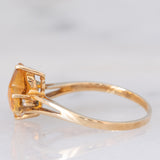 Solitario in oro giallo 9K con quarzo citrino di taglio a cuore (2.18ct ca.) e diamanti