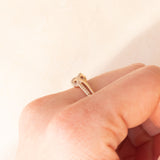 Anello intrecciato vintage in oro rosa e bianco 9K con diamanti, anni ‘90