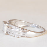 Anello vintage a fascia in oro bianco 9K con diamanti (0.40ctw ca.)