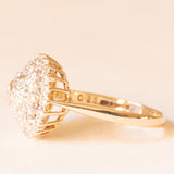 Anello a fiore vintage in oro giallo 9K e diamanti (0.25ctw ca.), anno 1994