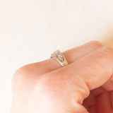 Anello a fascia vintage in oro bianco 9K con diamanti (0.13ctw ca.), anni ‘70/‘80