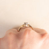 Anello vintage in oro giallo e bianco 9K con diamanti di taglio brillante (0.12ctw ca.), anni ‘70/‘80