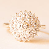 Anello a fiore vintage in oro giallo 9K e diamanti (0.25ctw ca.), anno 1994