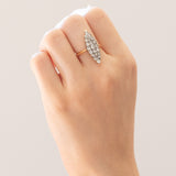 Anello a navette antico in oro giallo 18K e argento con diamanti di taglio vecchio (1.50ctw ca.), anni ‘10/‘20