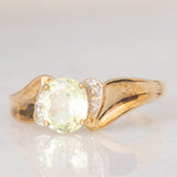 Anello moderno in oro giallo 9K con topazio verde (0.90ct ca.) e diamanti, anno 2007
