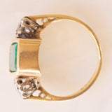 Trilogy vintage in oro giallo e bianco 18K con smeraldo (1.70ct ca.) e diamanti di taglio brillante (0.30ctw ca.), anno 1984