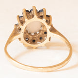 Anello a margherita vintage in oro giallo 9K con opale (0.50ct ca.) e zaffiri (0.48ctw ca.), anno 1986