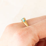 Anello antico in oro giallo 18K con turchesi e perline, anni ‘10
