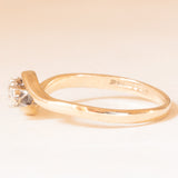 Anello bypass in oro giallo e bianco 9K con diamanti di taglio brillante (0.26ctw ca.), anno 1986