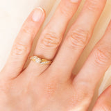 Anello vintage in oro giallo 9K con diamanti (0.15ctw ca.), anni ‘80