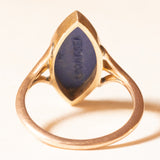 Anello a navette vintage in oro giallo 9K con jasperware rappresentante la dea Diana, anni ‘70