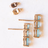 Orecchini vintage in oro giallo 9K con tormaline azzurre (1ctw ca.), anni ‘90