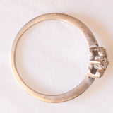 Anello vintage a forma di fiore in oro bianco 9K con diamanti (0.02ctw ca.), anni ‘90