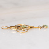 Pendente antico lavalier in oro giallo 9K con paste di vetro verdi, anni ‘10/‘20