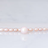 Collana vintage con perle rosa e con chiusura in oro giallo 18K,anni ‘90