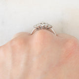Anello vintage in oro bianco 14K con diamanti di taglio brillante (0.58ctw ca.), anni ‘60/‘70