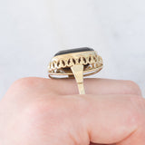 Anello da cocktail vintage in oro giallo 8K con quarzo fumé, anni ‘70