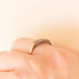 Doppia veretta in oro giallo e bianco 9K con diamanti (0.14ctw ca.), anni ‘60/‘70