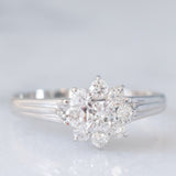 Anello a margherita vintage in platino con diamanti di taglio brillante (0.51ctw ca.), anni ‘70/‘80