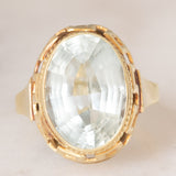Anello da cocktail vintage in oro giallo 14K con acquamarina (5ct ca.), anni ‘60