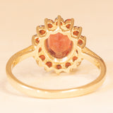 Anello a margherita vintage in oro giallo 9K con granati (1.40ctw ca.), anno 2006