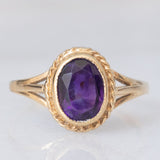 Anello da cocktail vintage in oro giallo 9K con ametista (1ct ca.), anno 1991