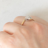 Anello a fiore vintage in oro giallo e bianco 9K con diamanti (0.15ctw ca.)
