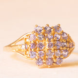 Anello vintage in oro giallo 9K con tanzaniti (1.10ctw ca.), anni ‘80/‘90