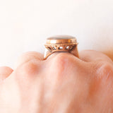 Anello vintage in oro giallo 14K con opale triplet, anni ‘60