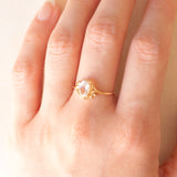 Anello vintage in oro giallo 10K con acquamarina (0.65ct ca.)