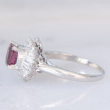 Anello ballerina vintage in platino con rubino (1.05ct) e diamanti (0.43ctw), anni ‘80/‘90