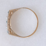 Veretta antica in oro giallo 14K con smeraldi (0.30ctw ca.) e diamanti (0.30ctw ca.), anni ‘20/‘30