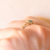 Anello Claddagh vintage in oro giallo 9K con crisoprasio, anno 1992