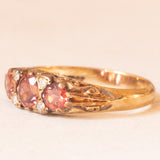 Anello vintage in oro giallo 9K con tormaline arancioni (0.80ctw ca.) e diamanti (0.04ctw ca.), anno 2006