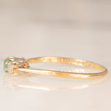 Trilogy vintage in oro giallo 9K con smeraldo e diamanti, anno 1981