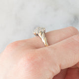 Anello a fiore vintage in oro giallo 9K con diamanti (0.25ctw ca.), anni ‘80