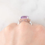 Anello da cocktail vintage in platino con ametrina (7.55ct) e diamanti (0.33ctw), anni ‘80/‘90