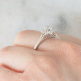 Anello a margherita vintage in platino con diamanti di taglio brillante (0.51ctw ca.), anni ‘70/‘80